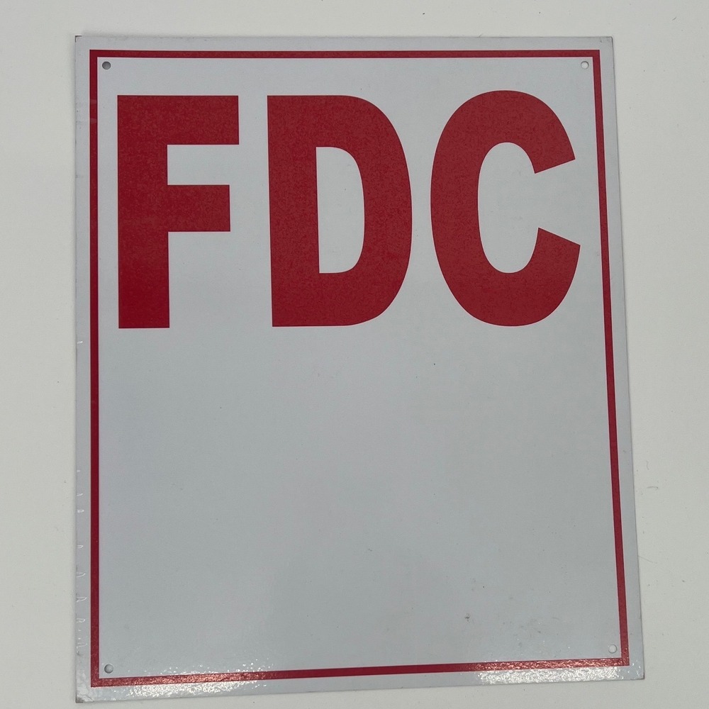 FDC‎ Fire Department Connection Metal Sign Red White Industrial Safety 10x12